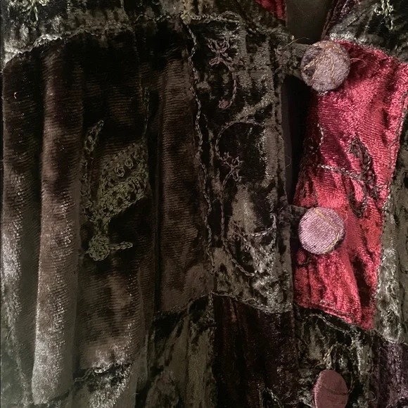 Vintage Raiment Fashions velvet lined floral embroidered patchwork duster coat - Picture 4 of 11
